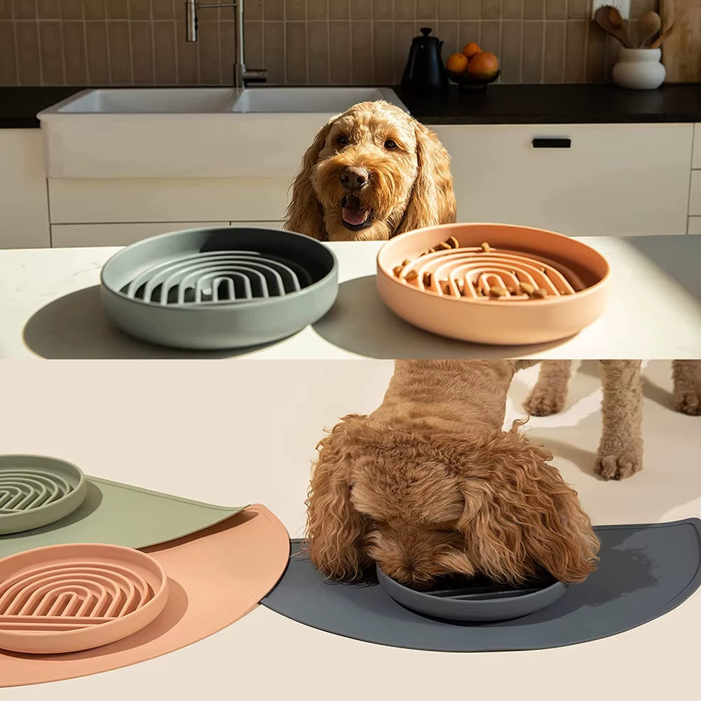 Dog Slow Food Bowl Silicone Licking Pad Licking Tray Shaking Bowl Pet Cat Puzzle Missing Food Hidden Food Abundance Toy